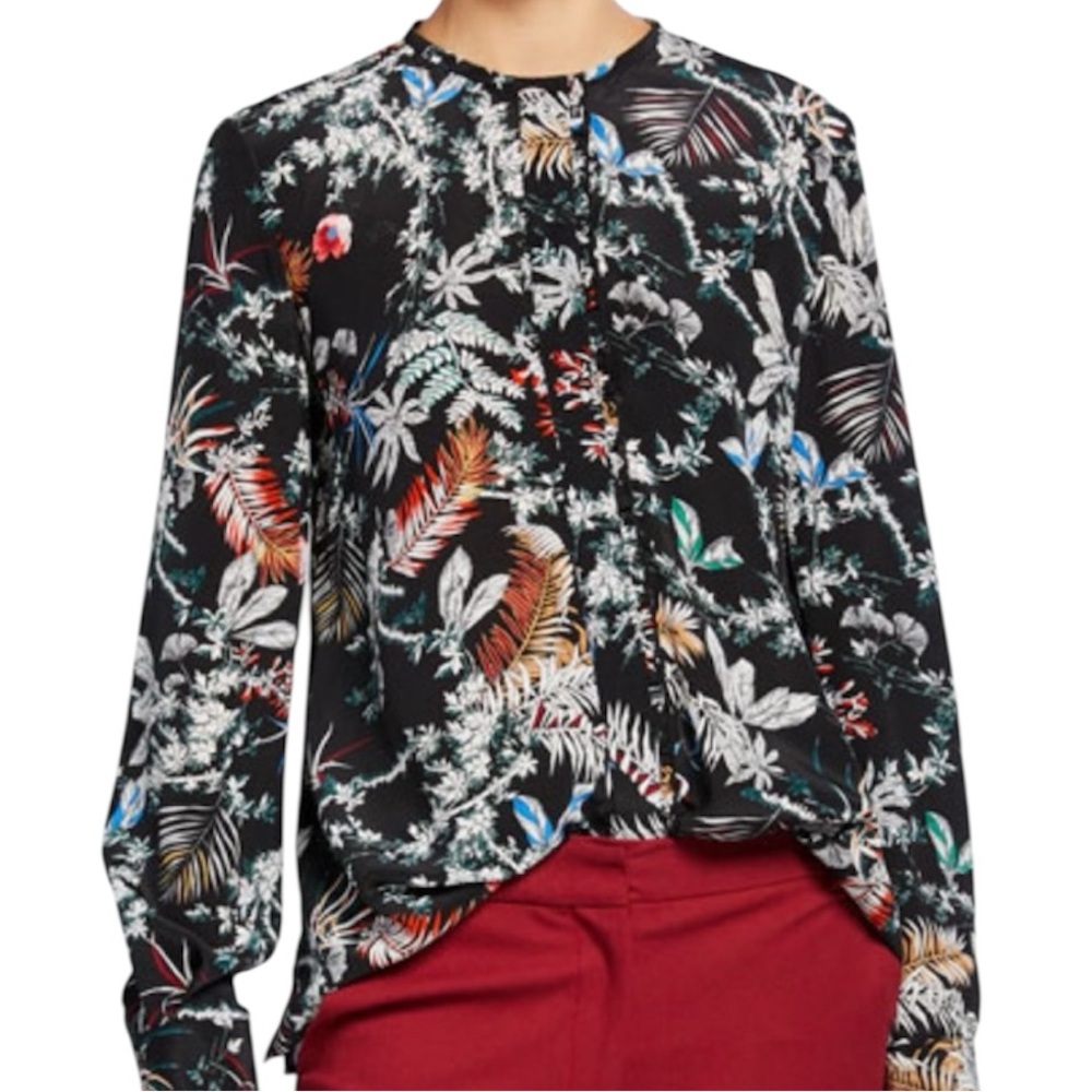 Derek Lam 10 Crosby ava floral blouse top size 2